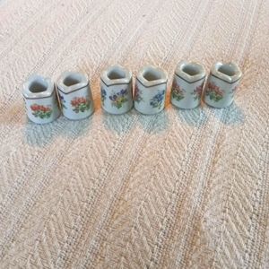 6 Vintage West Germany Funny Design  Taper Candleholders Floral